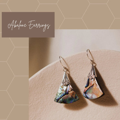 Abalone Earrings, Filigree 925 Silver Earrings, Women Earrings, Gift for Her