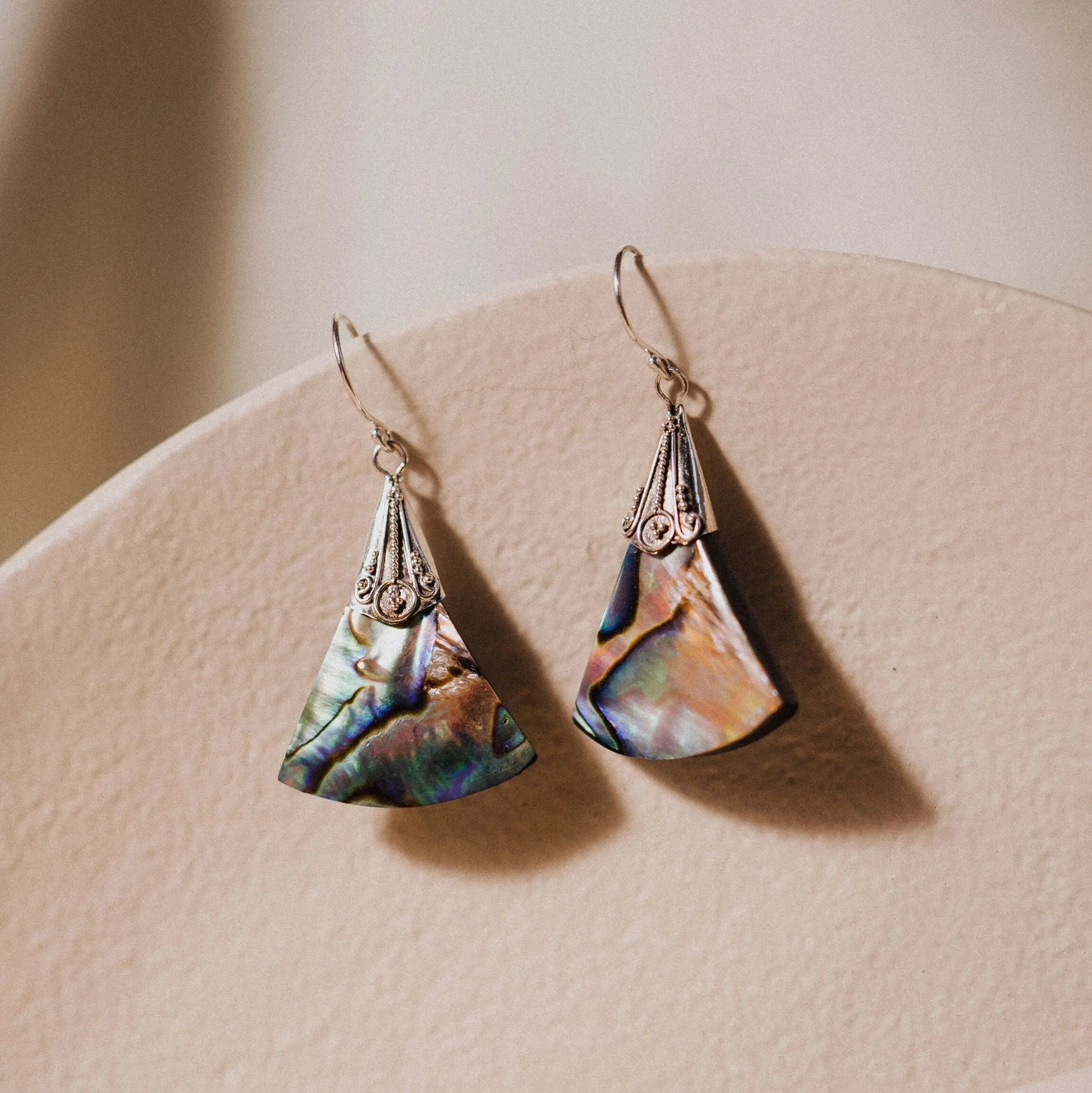 Abalone Earrings, Filigree 925 Silver Earrings, Women Earrings, Gift for Her