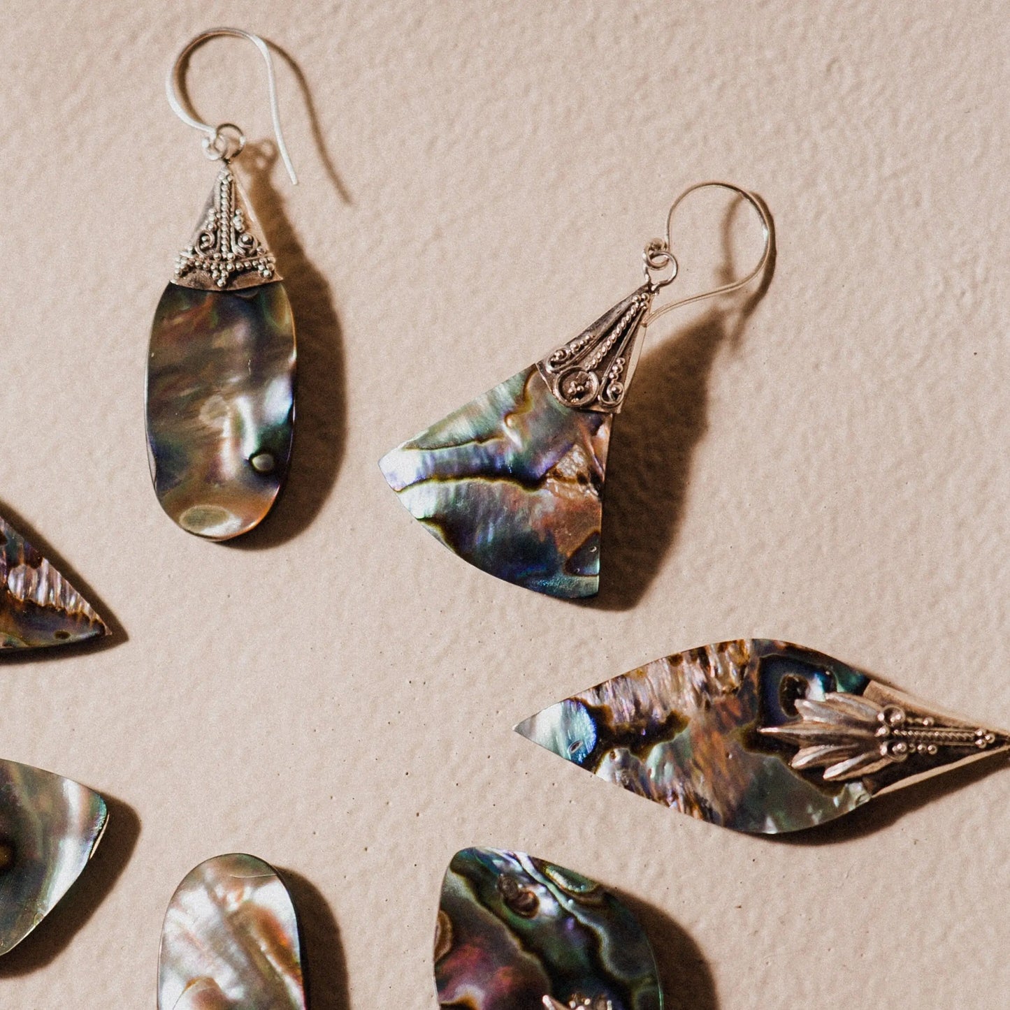 Abalone Earrings, Filigree 925 Silver Earrings, Women Earrings, Gift for Her