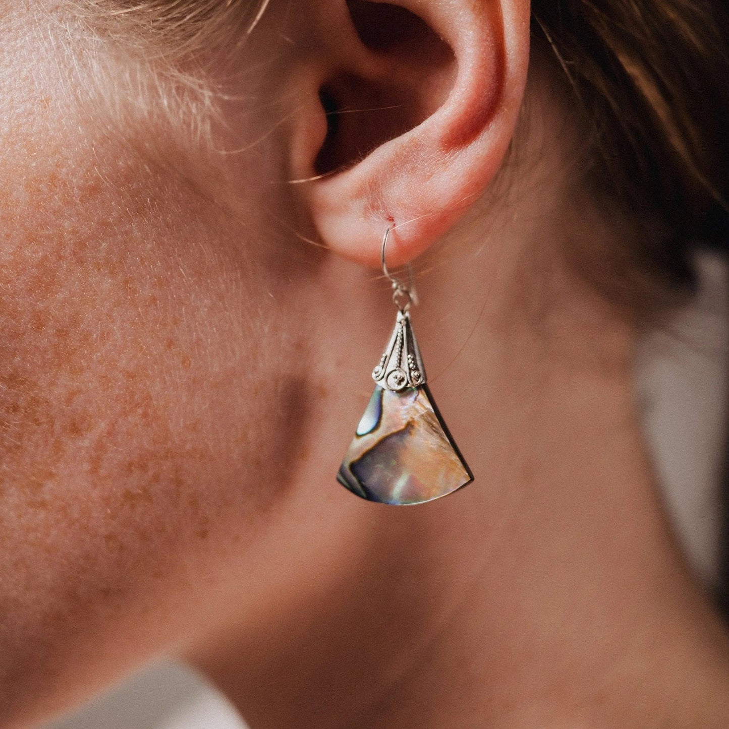 Abalone Earrings, Filigree 925 Silver Earrings, Women Earrings, Gift for Her