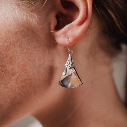 Abalone Earrings, Filigree 925 Silver Earrings, Women Earrings, Gift for Her