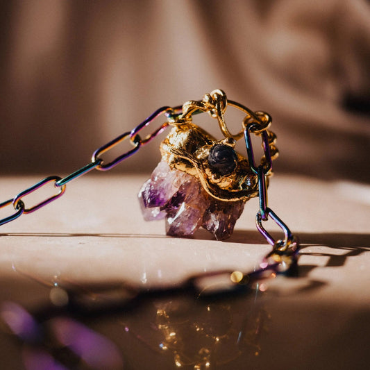 Amethyst Necklace, Genuine Crystal, Natural Raw Amethyst Pendant Necklace, Women's Gift